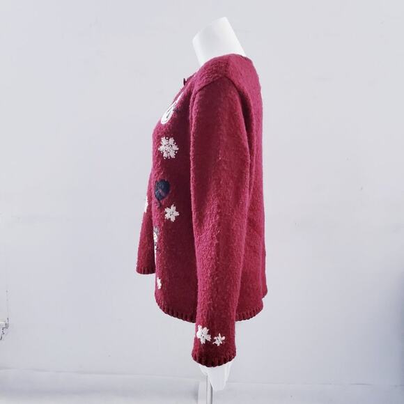 Croft & Barrow Women's Holiday Snowman Red Christmas Sweater Petite Large - Picture 3 of 11
